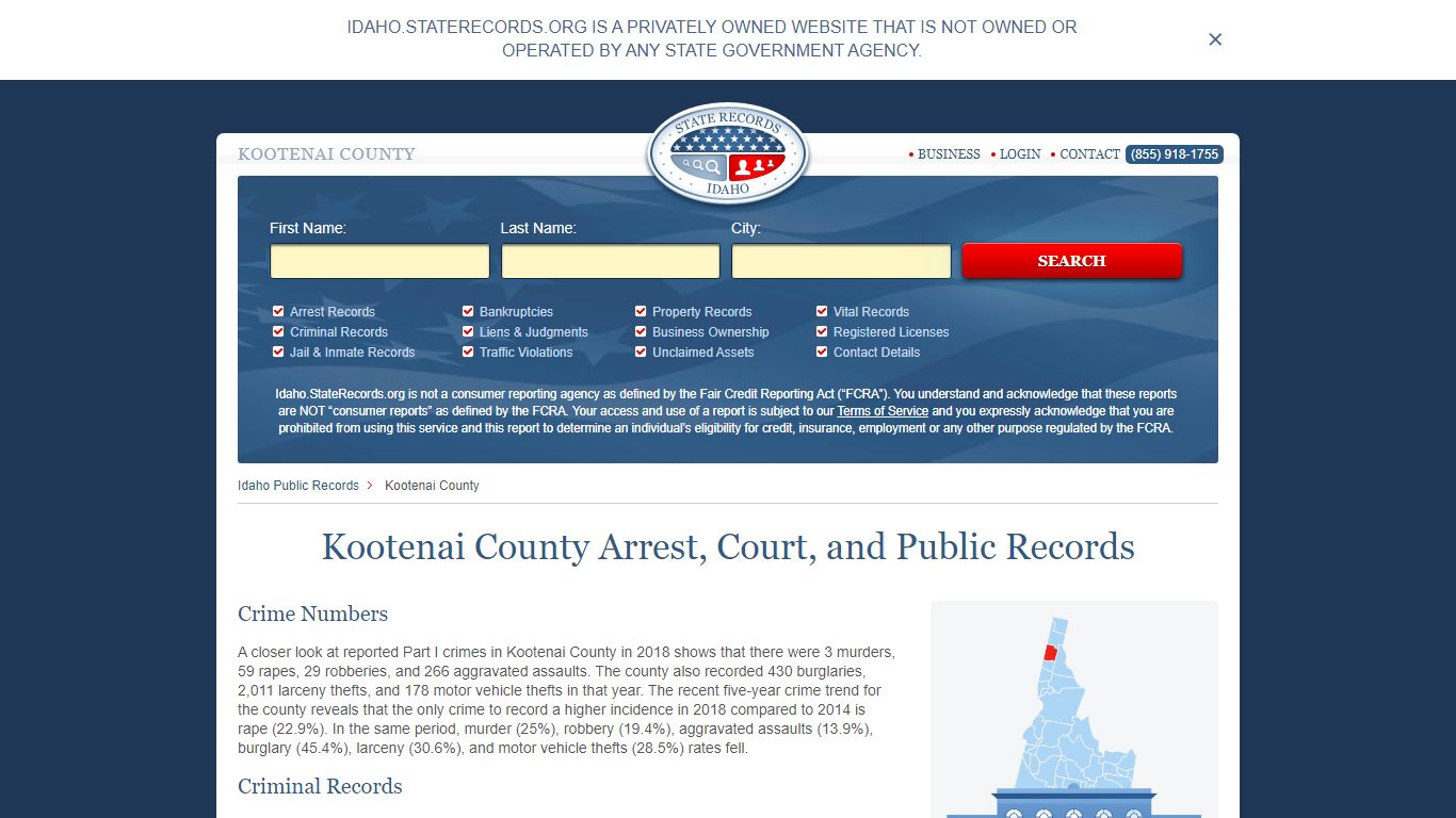 Kootenai County Arrest, Court, and Public Records